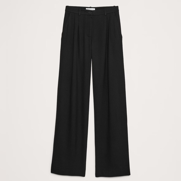 NWT! Banana Republic Black Soho Mid-Rise Pleated Wide-Leg Drapey Twill Pant 🤎 - Picture 4 of 4